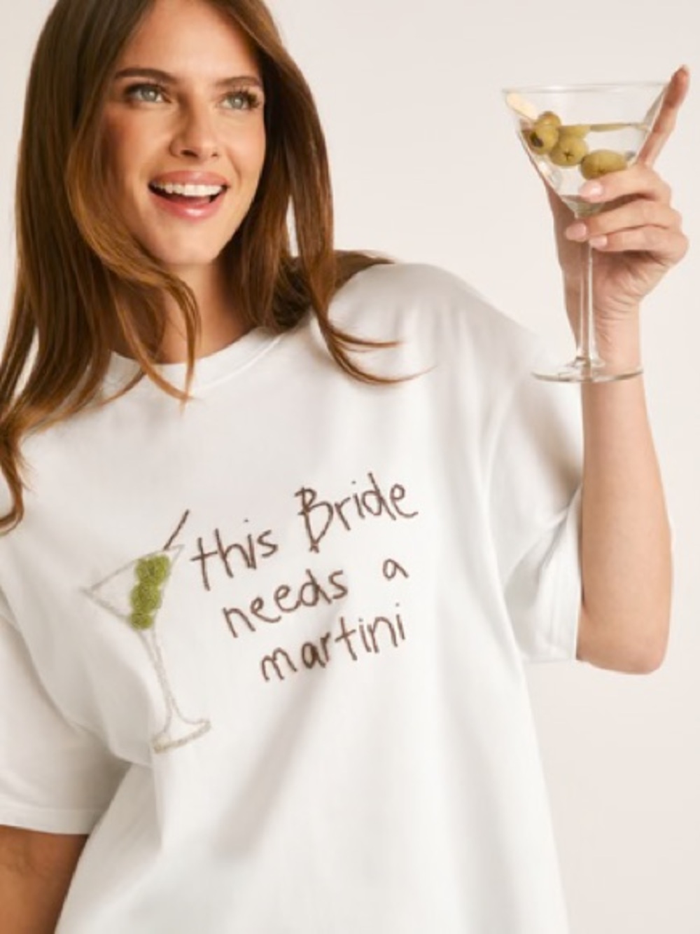 Bride Needs a Martini White Graphic Tee - Bridal Tee
